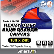 Grade A (1414) 18' x 24' Heavy Duty Blue Orange Canvas Thailand PE Tarpaulin Canopy