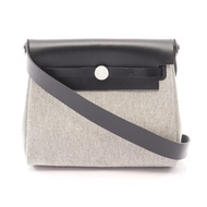 【二手】愛馬仕 HERMES 單肩背包 Herbag Zip Mini 米白色/黑色帆布皮革 Herbag Zip Mini 米白色/黑色 女士