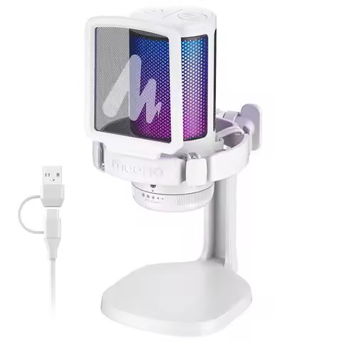 Maono Gamerwave DGM20 RGB Gaming Microphone USB Condenser Mic Noise Canceling Mic With Mic Gain,RGB 