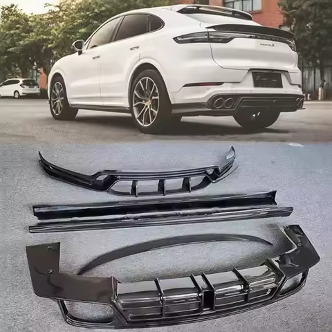 For Porsche Cayenne Coupe 2018-2023 Front Lip Rear Diffuser Bumper Spoiler Side Skirt Body Kit Carbo