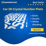 Car 3D Crystal Number Plate / Nombor 3D Plate Kereta with Double Sided Tape /Lebih Quality-Tebal 5mm