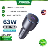 UGREEN 130W Car Charger 3 Ports PD 100W 30W SCP 22.5W Fast Charge USB C QC 4.0 Trickle Charging Stab