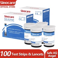 Sinocare Safe AQ Angel Blood Glucose 100pcs Test Strips &amp; 100pcs Needles For Blood Sugar Meter Tester for Diabetes