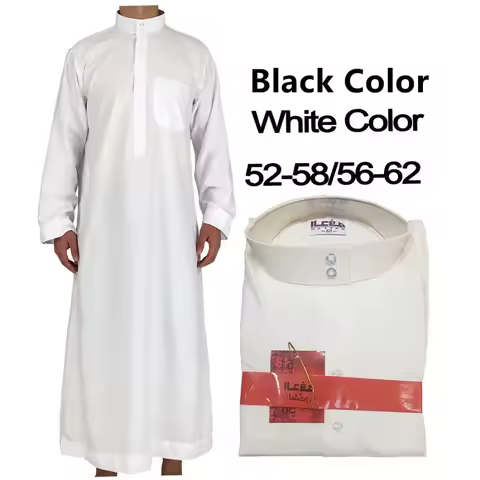 Islamic Clothing Men Solid Long Sleeve Loose Muslim Male Saudi Arabia Pakistan Kurta Muslim Costumes