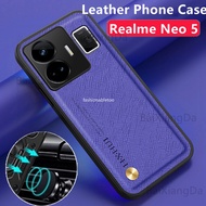PU Leather Texture Phone Case For Realme GT Neo 5 SE Neo5 SE GT 5 GT5 GTNeo5se RealmeGTNeo5se RealmeGT5 Casing Soft TPU Edge Protection Bumper Shockproof Back Cover