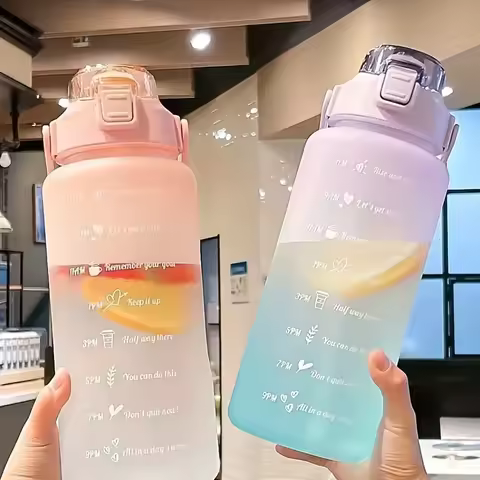 2L Water Bottle With Straw Large Capacity Sports Water Bottle Travel Fitness Sports Portable Drinkin