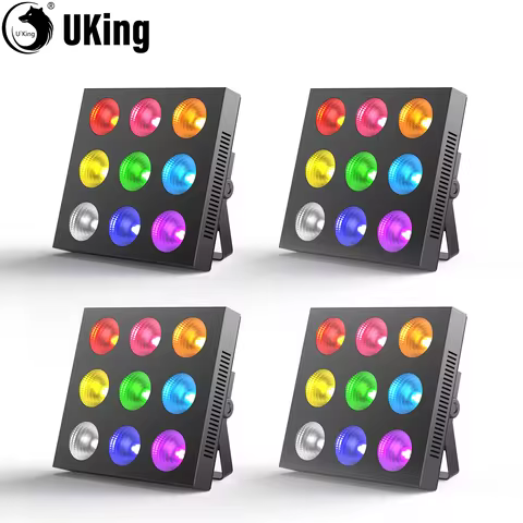 U'King 4Pcs 9-Eye COB Matrix Par Lights 9X12W RGBW LED DMX Stage Lights Party Light For DJ Concert P