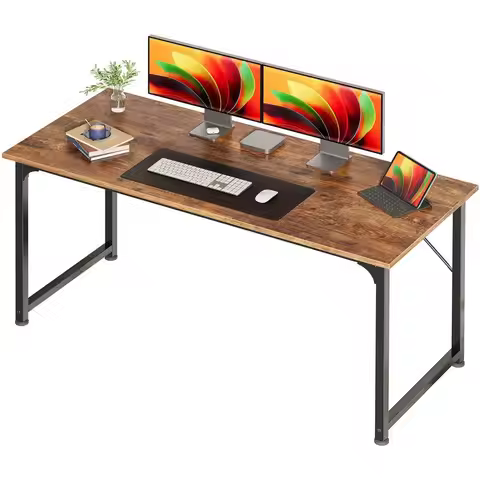 Modern Simple Computer Desk 19.7"D x 54"W x 29.5"H 55 Inch Home Office Gaming Desk Metal Frame