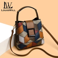 《310》LouisWill Bucket Bag Womens Bucket Bag Handbag Shoulder Bag Cross-body Messenger Bohemian Style