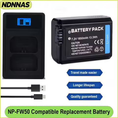 NP-FW50 NPFW50 NP FW50 1850mAh Battery or LED Dual Charger for Sony ZV-E10 A6400 A6000 A6300 A6100 A