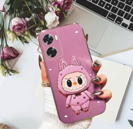 Case Oppo A57 A77s Labubu Mirror Stand Premium Silicon Plating Mewah