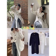 Cicishop(Z1244) Long Knitted Cardigan With Collar Korean Style Comfortable To Wear It With Anything 