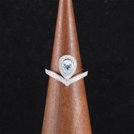 CHAUMET(尚美巴黎)  18K白金 鑽石 白金 約瑟芬皇后系列白鷺 鑲鑽海藍寶石戒指 18K