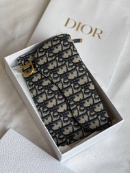 Original - Dior CD Navy Oblique Multifunction Long Wallet Dompet (Masu