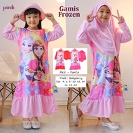 OP - GAMIS ANAK PRINTING SET HIJAB 3-11 TAHUN/ BAJU NGAJI ANAK PEREMPUAN MUSLIM MOTIF BOBA BUBBLE FR