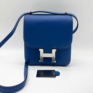 99新  Hermes 愛馬仕 mini Constance康康19電光藍銀扣 B刻  尺寸：19*15*6