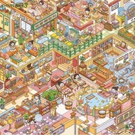 QINMEI 3D Scene Sticker, Chinese Style Kawaii Style 3D Landscape Sticker, DIY Hot Spring Theme 3D Ho