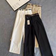 Oro Pants Knit | Highwaist Cullote Pants - Black & Ivory / Korean Style Long Pants / Oro Pants