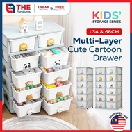 THE Single/Double (2-6 Layers) Toy Cartoon Drawer Storage Cabinet Organizer Kids Clothes Wardrobe