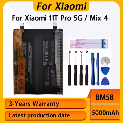 100% New 5000mAh BM58 For Xiaomi 11T Pro 5G Mix 4 Mix4 Battery Cellphone Replacement Batteries Bater