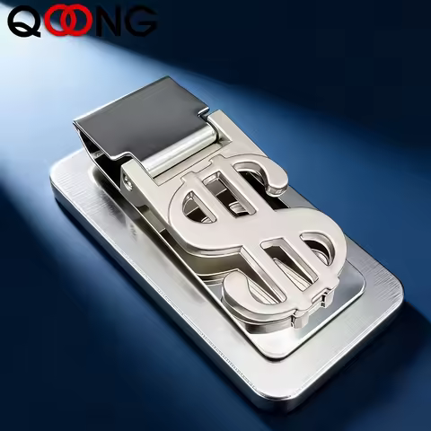 QOONG Custom Lettering Stainless Steel Metal Money Clip Simple Dollar Cash Clamp Holder Quality Mone