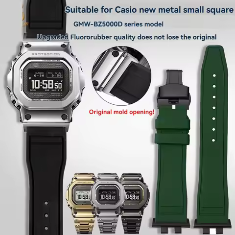 For Casio G-SHOCK Metal Small Square GMW-BZ5000 Series New Series Modified Sports Fluororubber Water