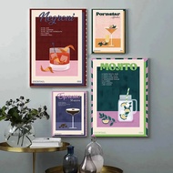 Cocktail Posters: Espresso, Martini, Mojito, Negroni, Porn Star Martini, Wall Art Prints, Canvas Pai