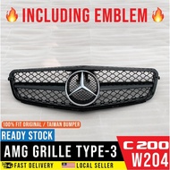 W204 Grill AMG Grille Black C63 C200 C250 C300 Mercedes Emblem Front Bumper Accessories Brabus Logo 