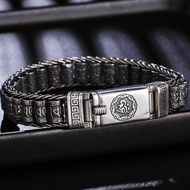 【现货】 S925 ing Silver men's bracelet men's bracelet Silver woven BuddhiS925 Sterling Silver men's bra