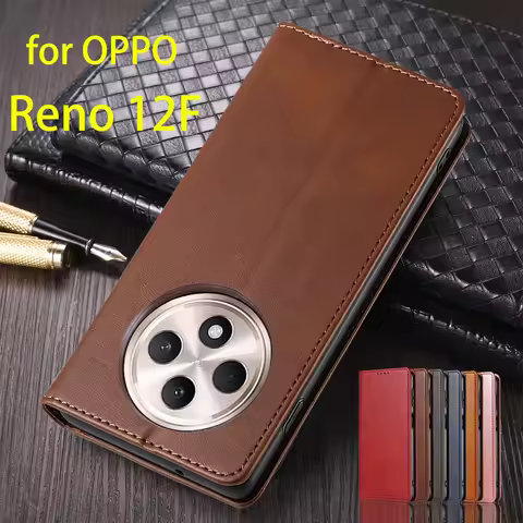 Leather Case for OPPO Reno12 F Reno 12F 12 Fs 4G 5G Card Holder Holster Magnetic Attraction Cover Wa