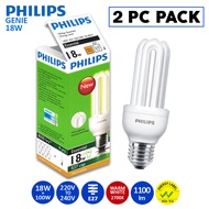 2 PC Pack | Philips Genie Energy Saver | 18W equals 100W | E27 | 220-240V | 50-60Hz | 1100IM | WARM WHITE