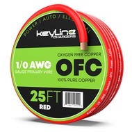 1/0 AWG Gauge Wire (25ft) Red | Oxygen Free Copper (OFC), Automotive Wire, Power/Ground, Battery Cab