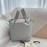 Hermes愛馬仕 picotin 菜籃子 18寸 togo 牛皮聖杯藍 金扣 Z刻2021年