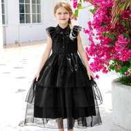 Wednesday Adams Black Dress cosplay Costume Halloween Adams Family Princess Dress
