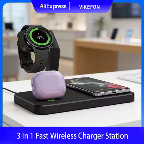 3 In 1 Wireless Charger for Samsung S25 S24 S23 for Galaxy Watch 8 7 6 5 Pro 4 3 Buds 3 Dual Type C 