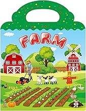 Reusable Sticker Books for Kids, Travel Removable Toddler Farm Sticker Books for 3 4 5 Year Old Girl