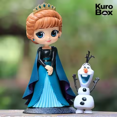 Q Posket Frozen Elsa Anna Olaf Action Figures Collectible Model Dolls Cake Topper Desktop Decoration