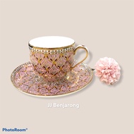 ชุดชา/กาแฟเบญจรงค์ลายเต็ม 200 ml Tea/coffee cup and saucer (full design) by JJ Benjarong