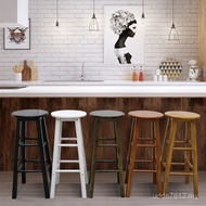 W & High Stool Bar High Stool Bar Chair Stool Bar Simple Foot Stool Bar Solid Wood Retro Bar Stool H