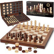 Magnetic Wooden Chess and Checkers Game Set Magnetic Chess Set Chess Set Chess Game Table Game