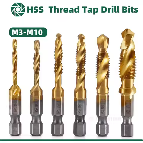 LiYu Shank Titanium Plated HSS Screw Thread Metric Tap Drill Bits Screw Machine Compound Tap M3 M4 M