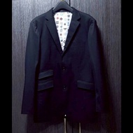 稀有絕版BURBERRY 博柏利 BLACK LABEL 黑標 MONOGRAM 印花滿版 男黑色西裝外套L