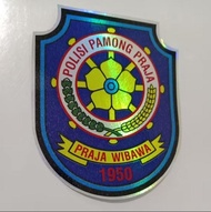Stiker Unik Hologram Laminasi Glossy Logo SATPOL PP / SATUAN POLISI PAMONG PRAJA