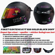 HELM KYT R10 SOLID BLACK DOFF VISOR SMOKE FULL FACE ORIGINAL SNI DOT ( PAKET GANTENG KYT R10 )