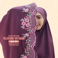 Telekung Cotton Sulam Lace Vietnam material sejuk selesa (set telekung dan kain)