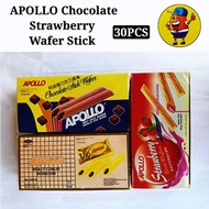 ✨APOLLO CHOCOLATE STICK WAFER BISKUIT COKLAT / STRAWBERRY BERKERIM 11G X30PCS✨