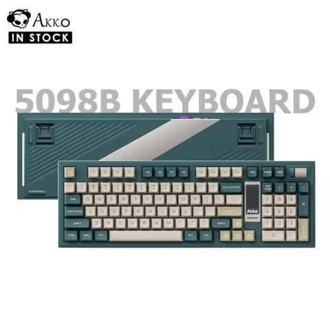 Akko 5098B Ink Green Wireless Mechanical Gaming Keyboard With TFT Screen Vertical Knob 96 Keys Hot-s