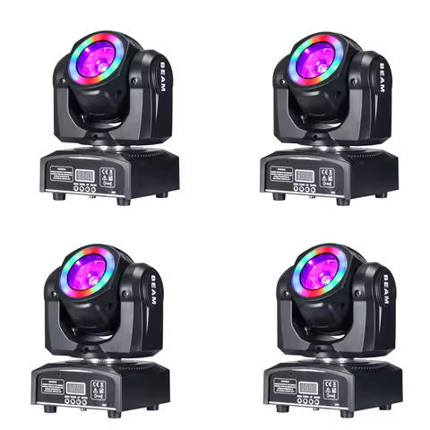4Pcs 60W LED Beam Mini Moving Head 65W with SMD5050 RGB 3in1 Super Bright DJ Dmx Control