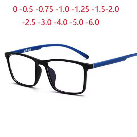 0 -0.5 -0.75 -1.0 To -6.0 Minus Degree TR90 Square Prescription Eyeglasses Women Men Ultralight Busi