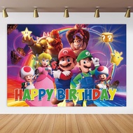 Super Mario Birthday Backdrop Kids Theme Party Decor Cartoon Board Wall Baby Shower Photography Background